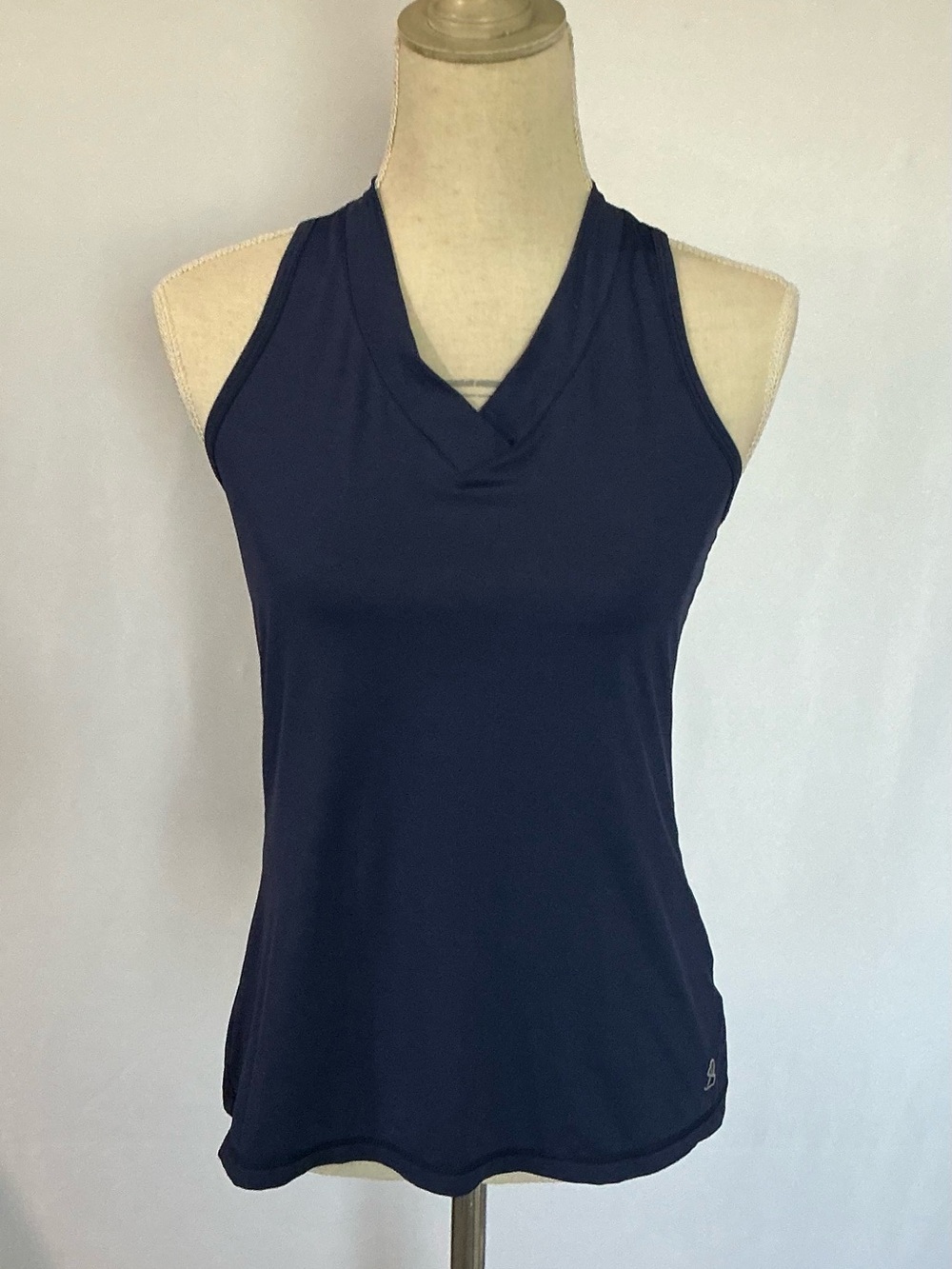 Sofibella Navy Draped Neck Tennis Golf Performance Top Large